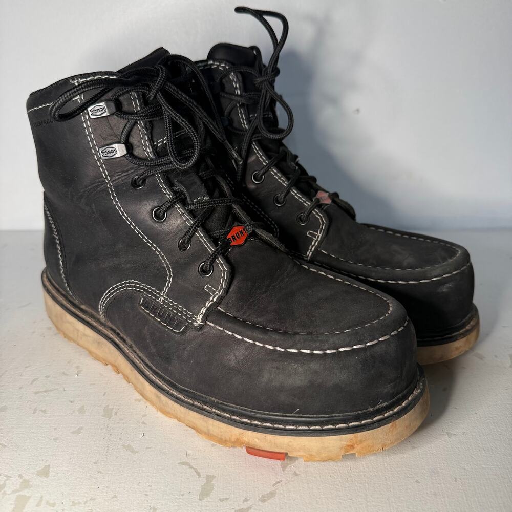 Brunt The Marin Waterproof Comp Toe 6" Black Work Boots Men's Size 9